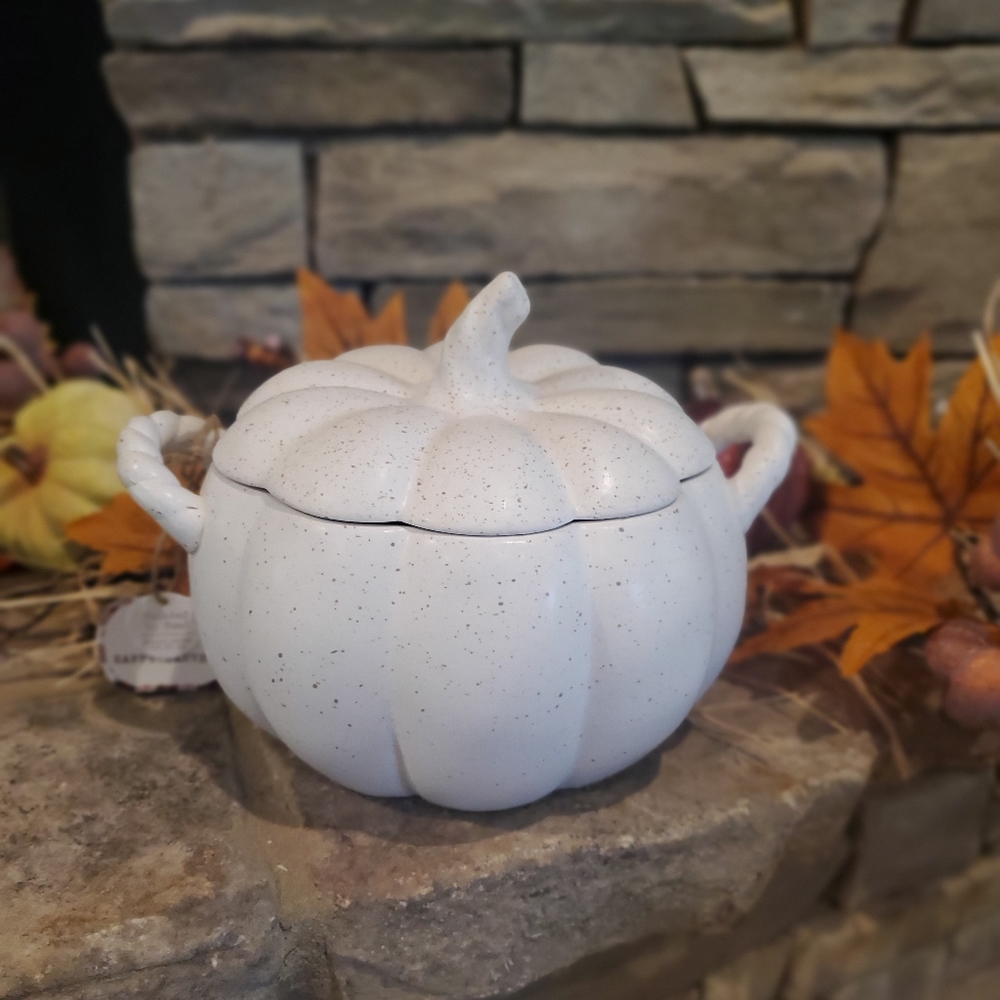 White Pumpkin Cookie Jar/Canister-NWT